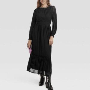Knox Rose Women's Black Long Sleeve A-line Maxi Dress Size XS